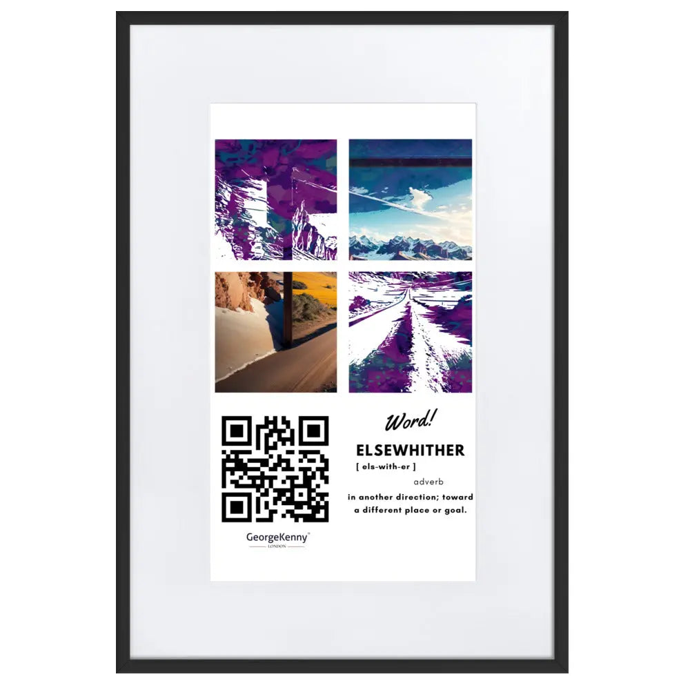 Elsewhither | Word Art | Matte Paper Framed Print With Mat GeorgeKenny Design