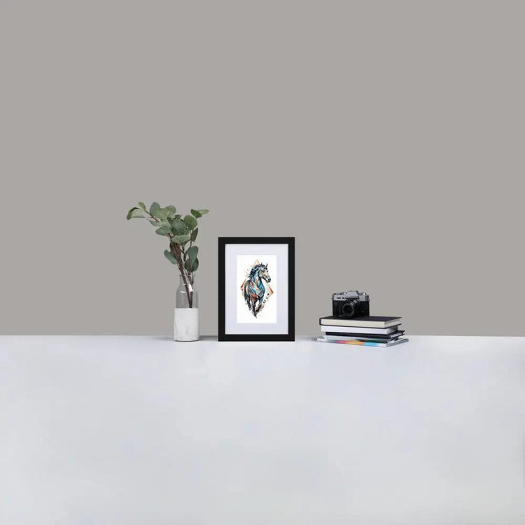 Framed Print with Mat | Geometric Horse GeorgeKenny Design