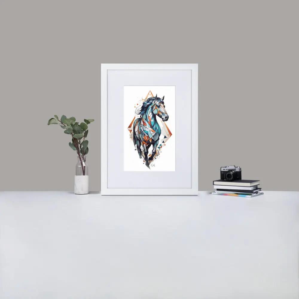 Framed Print with Mat | Geometric Horse GeorgeKenny Design
