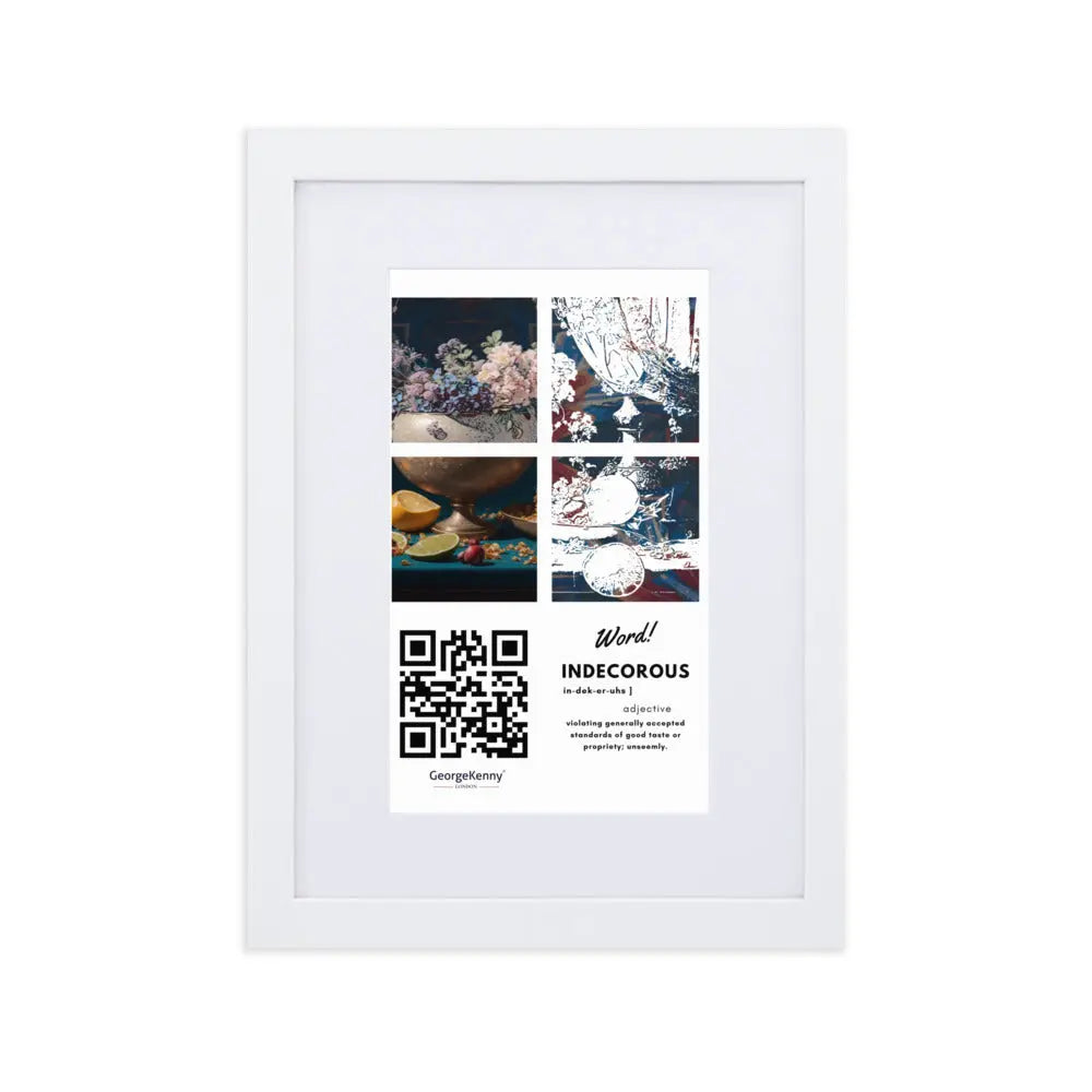 Indecorous | Word Art | Matte Paper Framed Print With Mat GeorgeKenny Design