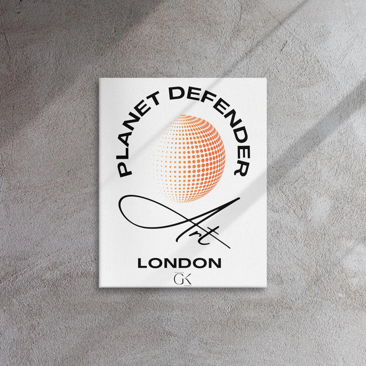 Planet Defender White | Thin canvas | Climate Action Eco-Art GeorgeKenny Design