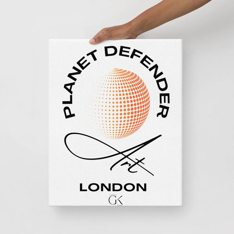 Planet Defender White | Thin canvas | Climate Action Eco-Art GeorgeKenny Design