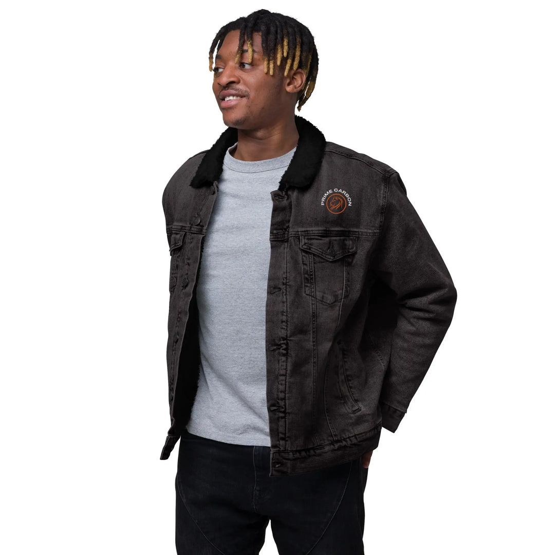 Prime Carbon Embroidered | Denim Sherpa Jacket | Buy 1 Plant 1 GeorgeKenny Design