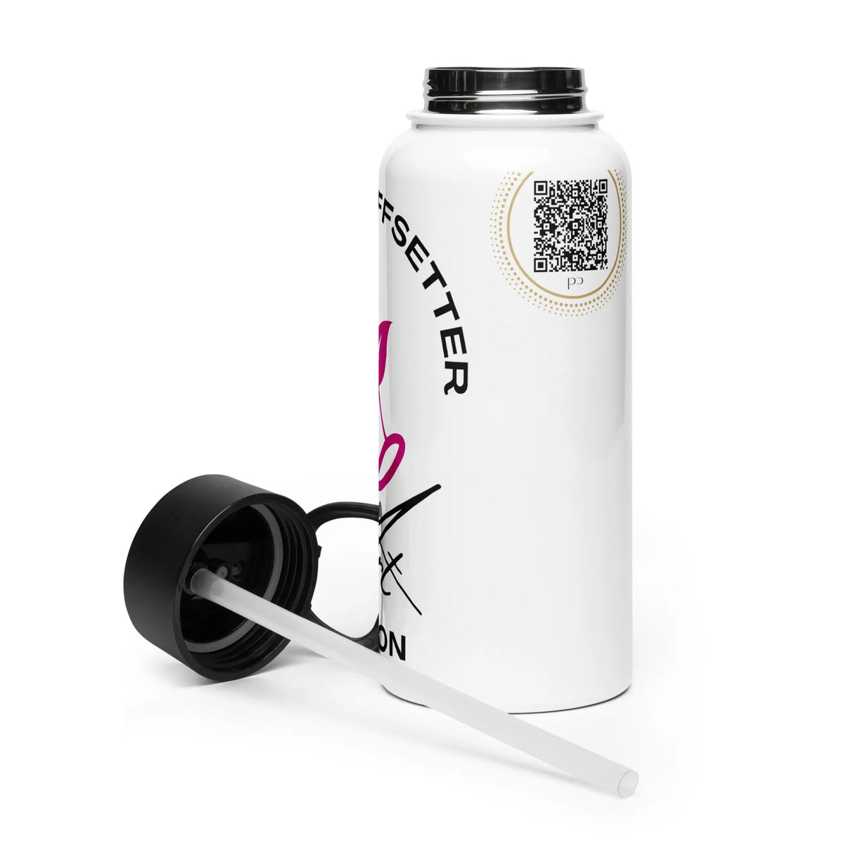 Stainless steel water bottle with a straw lid | Podcast Pixels Marketing & Neuroscience Room GeorgeKenny Design
