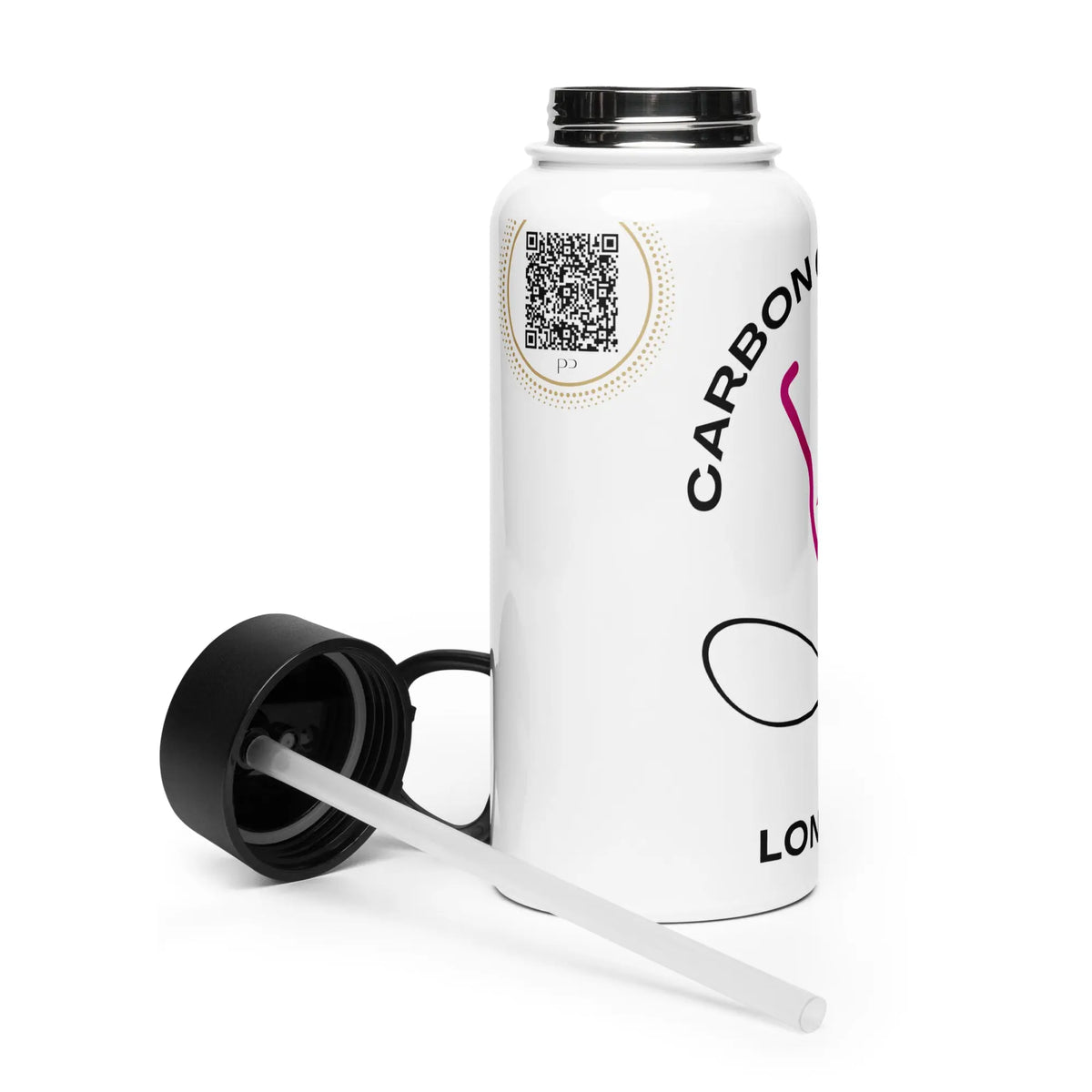 Stainless steel water bottle with a straw lid | Podcast Pixels Marketing & Neuroscience Room GeorgeKenny Design