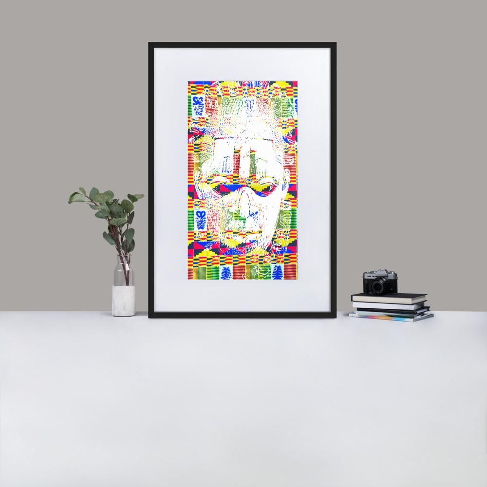 Benin Ivory Mask - Framed Print With Mat - African Inspired - GeorgeKenny Design