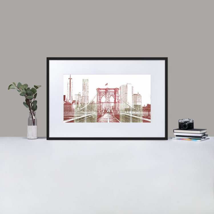 Brooklyn Bridge - Framed Print with Mat - Balmoral Check - GeorgeKenny Design