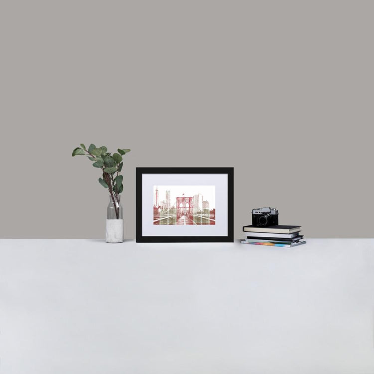 Brooklyn Bridge - Framed Print with Mat - Balmoral Check - GeorgeKenny Design