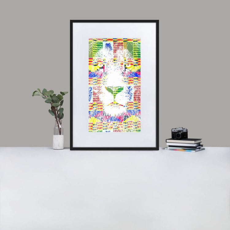 Lion - Framed Print with Mat - African Inspired - GeorgeKenny Design