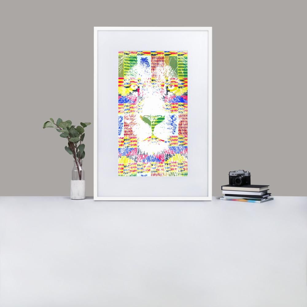 Lion - Framed Print with Mat - African Inspired - GeorgeKenny Design