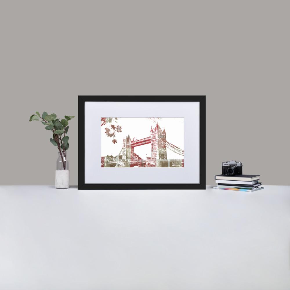 Tower Bridge London - Framed Print with Mat - Balmoral Check - GeorgeKenny Design