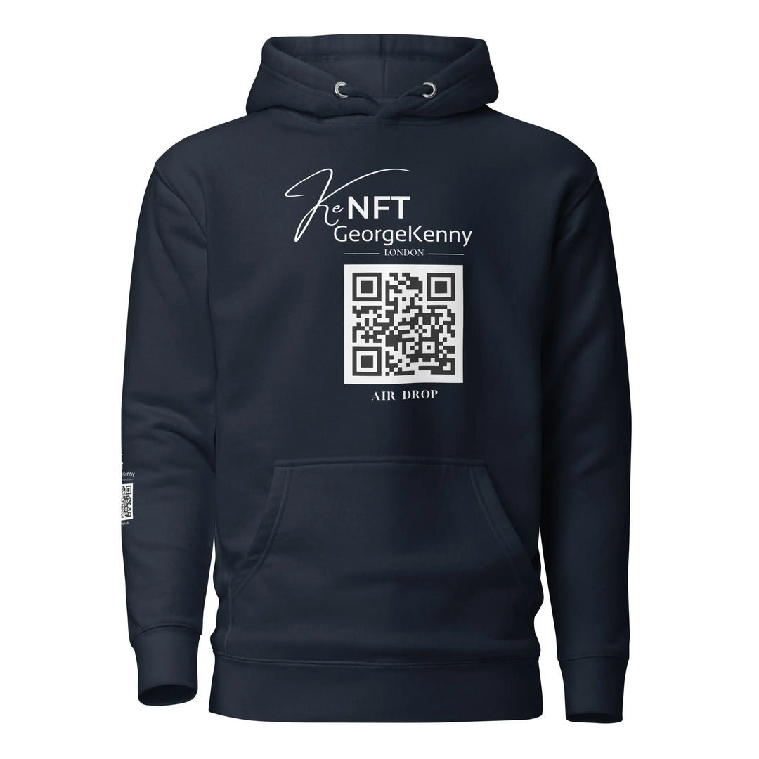 Unisex Hoodie NFT Art Air Drop White QR Logo GeorgeKenny Design