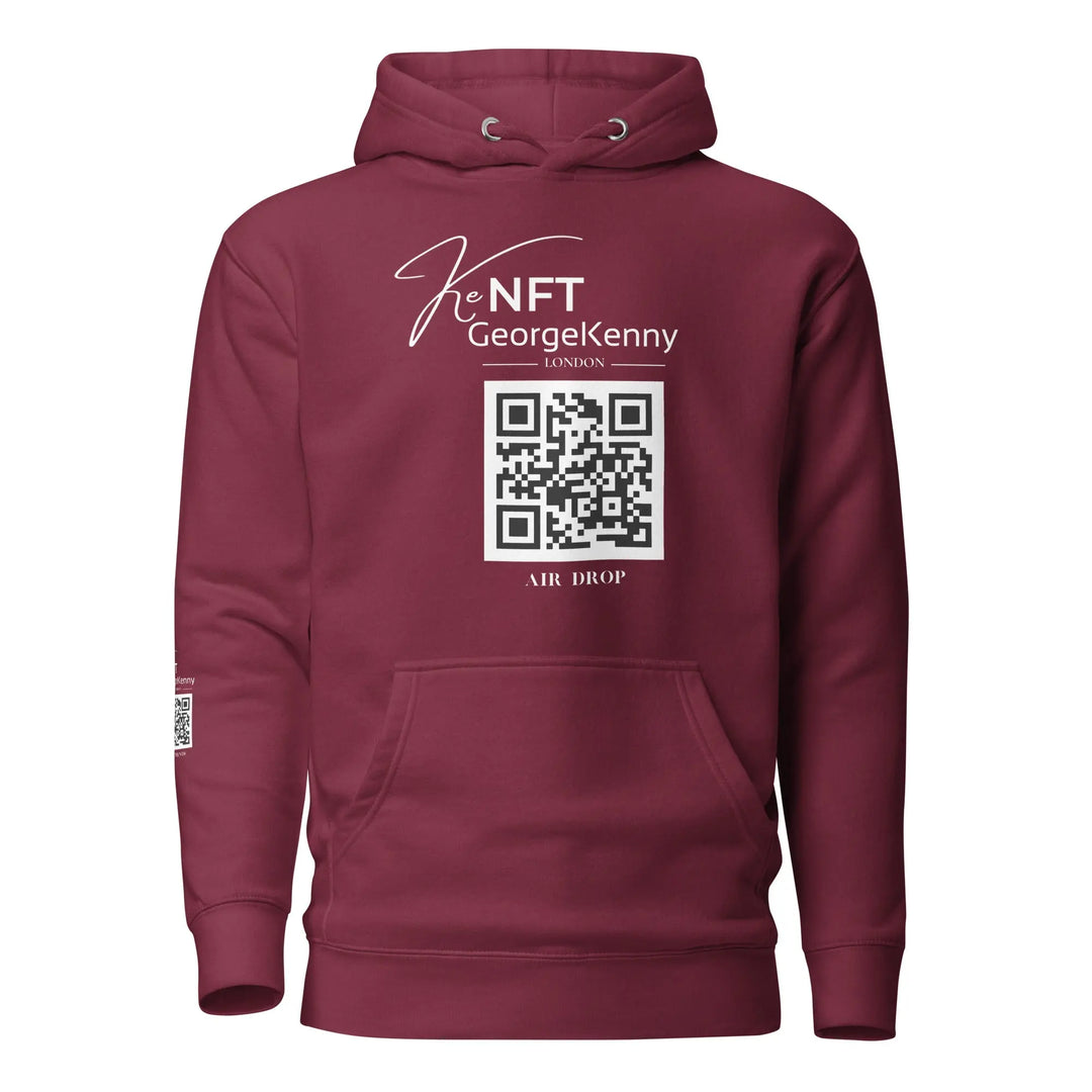 Unisex Hoodie NFT Art Air Drop White QR Logo GeorgeKenny Design